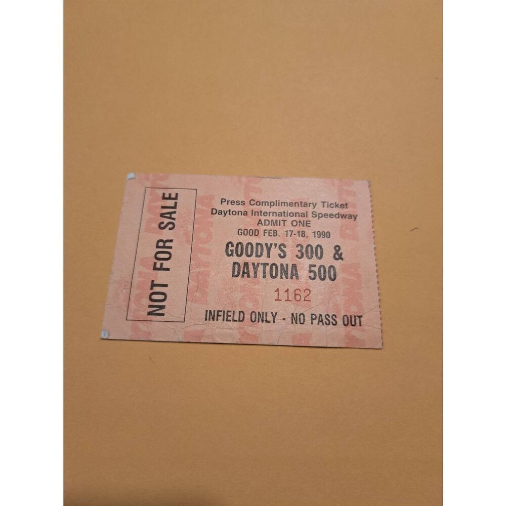 1990 Daytona Press Ticket NASCAR Goody’s 300 Daytona 500 Feb 17–18 Used